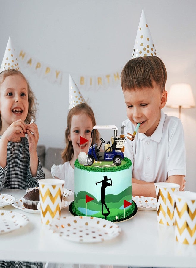 TOSPARTY Golf Cake Decorations Heading for The Blue Cake Topper Birthday Decorations for Golfers with Cart Flag Golf Ball for Men Sport Golf Theme Party Supply - Image 5